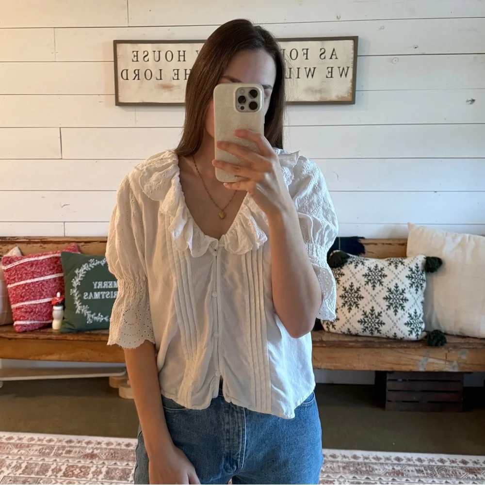 Zara White Ruffled Blouse - Picture 4 of 4